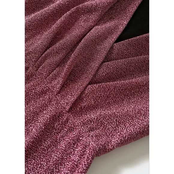 ❌SOLD❌MNG Pink Metallic Mini Wrap Dress Size 18 Cocktail Lightweight Stretch - Picture 8 of 15